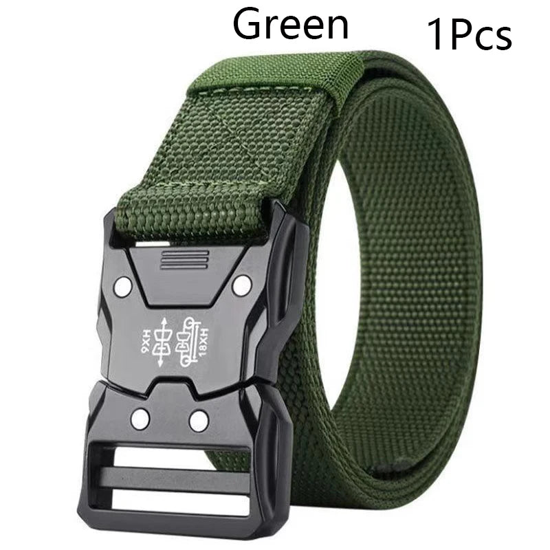 Men’s Tactical Belt – Quick Release Black Elastic Nylon Braided Outdoor Sport Belt