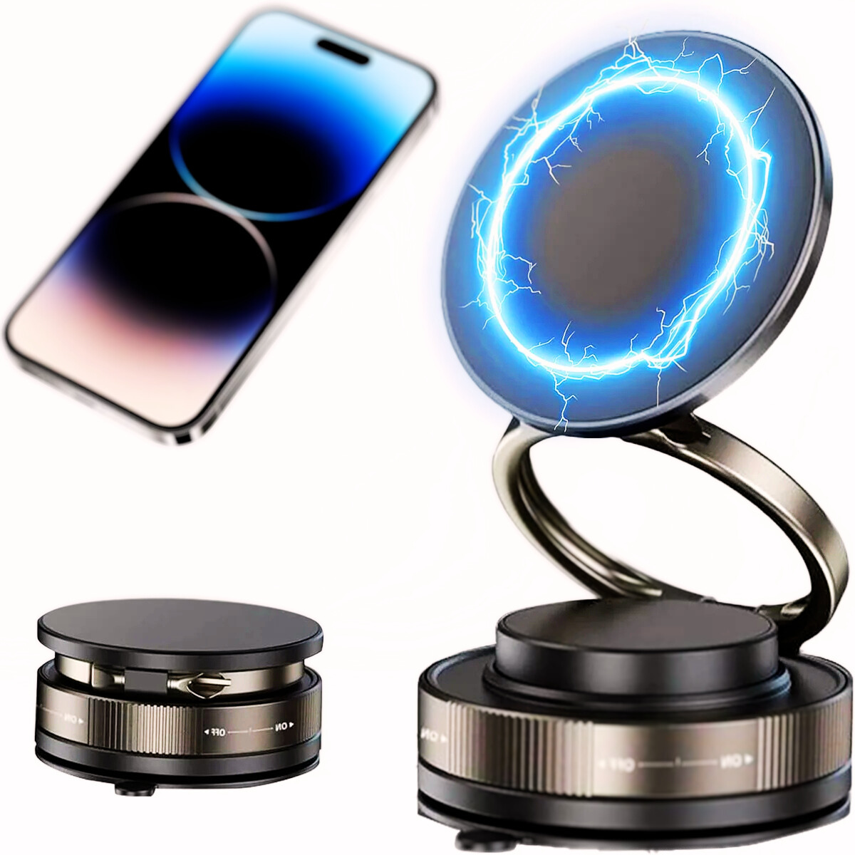 Suction Magnetic Phone Holder – 360° Rotating Adjustable Mount
