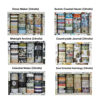 Retro Washi Tape Box Set (18–24 Rolls)