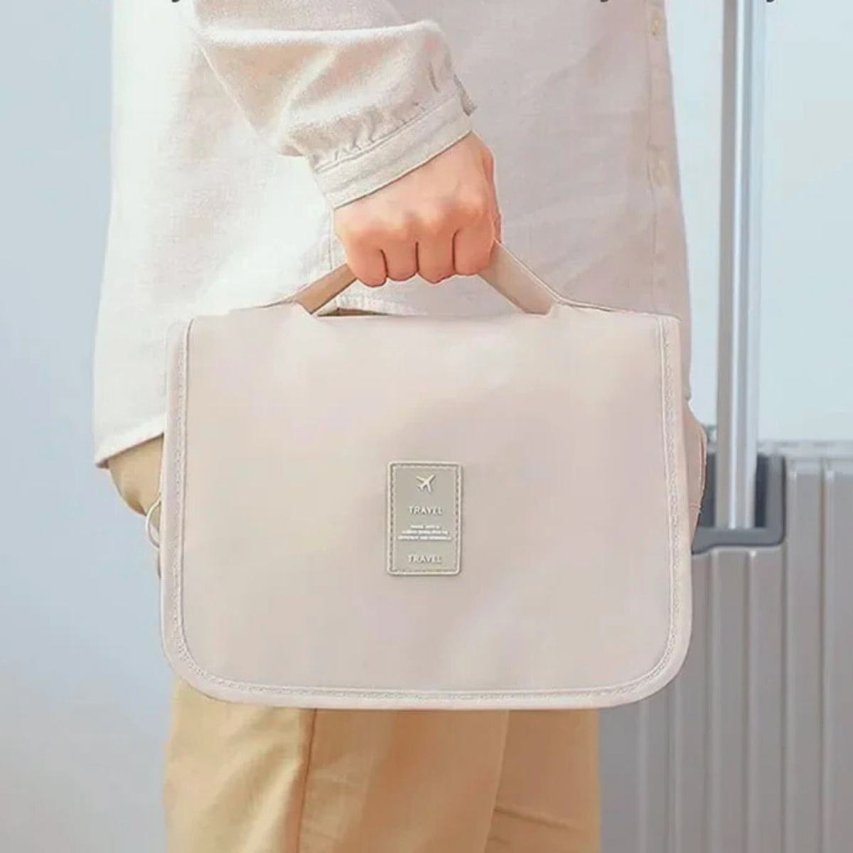 Travel Makeup & Toiletry Organizer with Hook – Waterproof Storage Bag