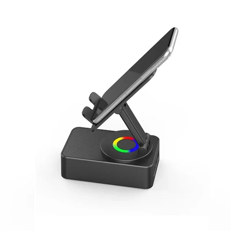 360 Rotating Tablet Wireless Speaker with Phone Stand Portable Folding Desktop Power Bank Speaker Rotate Music Player