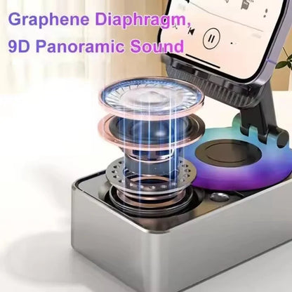 360 Rotating Tablet Wireless Speaker with Phone Stand Portable Folding Desktop Power Bank Speaker Rotate Music Player