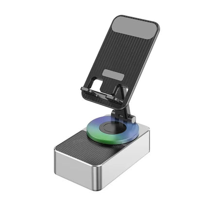 360 Rotating Tablet Wireless Speaker with Phone Stand Portable Folding Desktop Power Bank Speaker Rotate Music Player