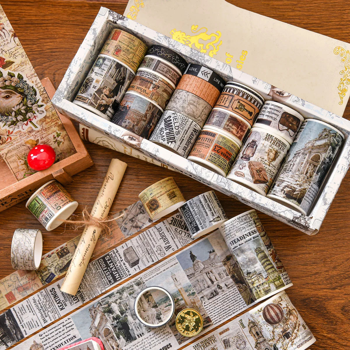 Retro Washi Tape Box Set (18–24 Rolls)