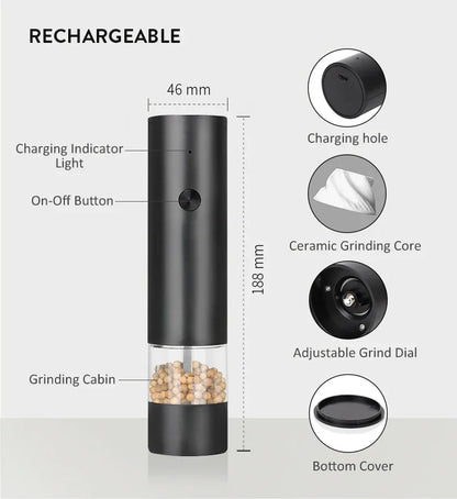 USB Rechargeable Electric Salt & Pepper Grinder USB充電式 電動ソルト＆ペッパーミル