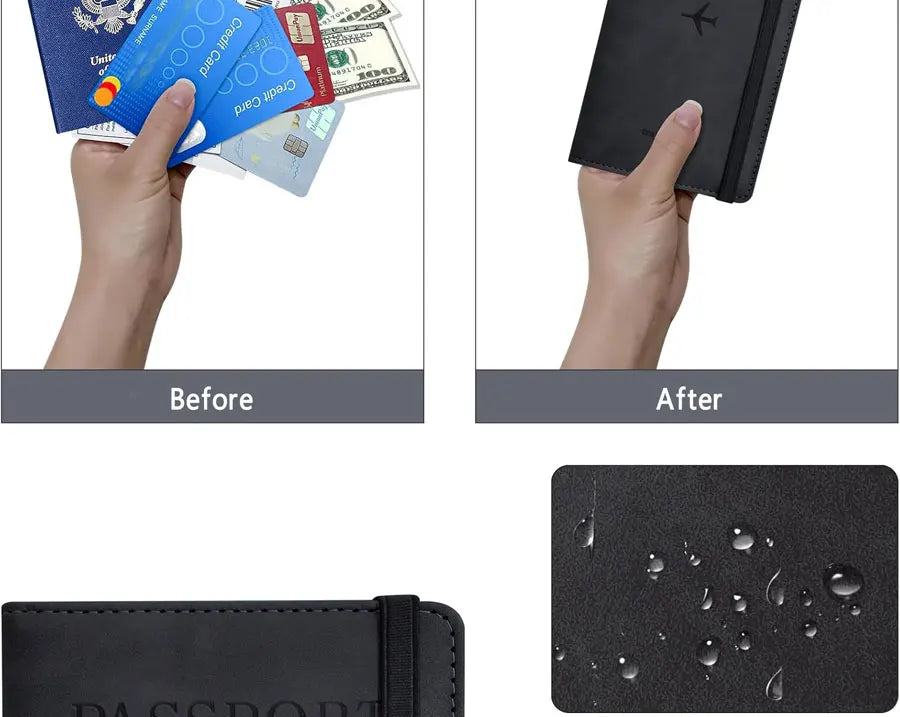 Passport Holder Travel Wallet – PU Leather Passport Cover with RFID Protection for Men and Women