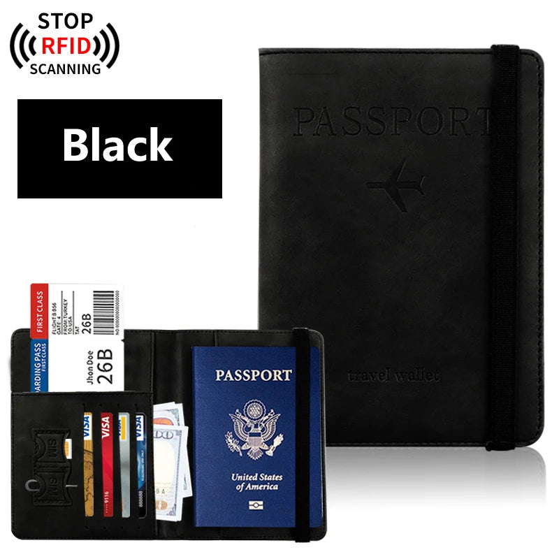 Passport Holder Travel Wallet – PU Leather Passport Cover with RFID Protection for Men and Women