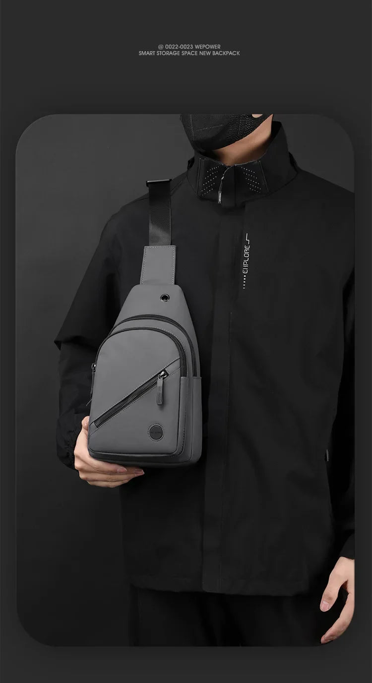 Lightweight Men's Nylon Chest Bag Crossbody Sling for Outdoor Sports & Daily Commute