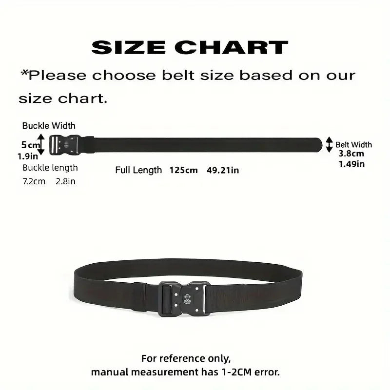 Men’s Tactical Belt – Quick Release Black Elastic Nylon Braided Outdoor Sport Belt