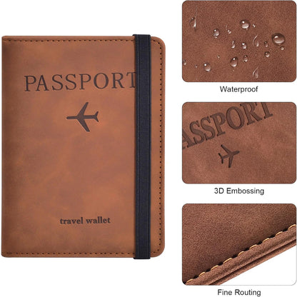 Passport Holder Travel Wallet – PU Leather Passport Cover with RFID Protection for Men and Women