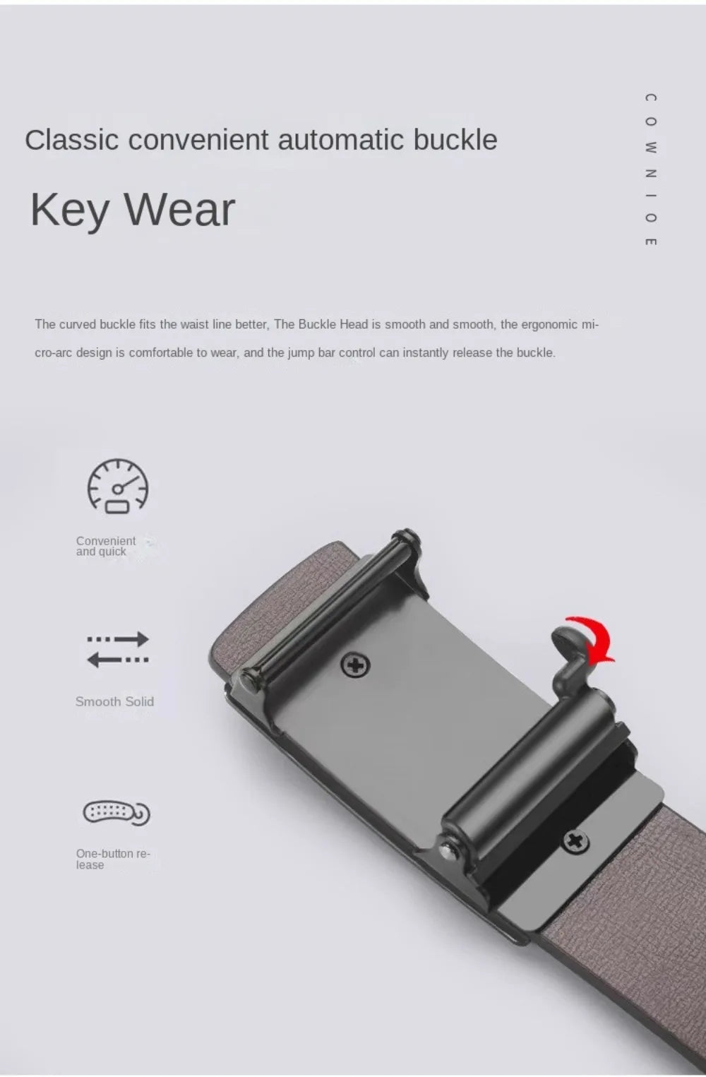 Men’s PU Leather Business Belt – Automatic Buckle Adjustable Waist Strap for Jeans and Formal Wear