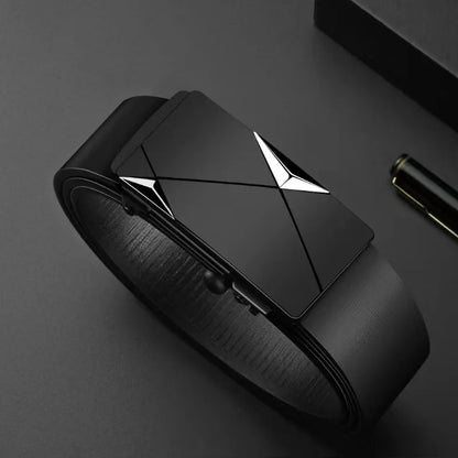 Men’s PU Leather Business Belt – Automatic Buckle Adjustable Waist Strap for Jeans and Formal Wear