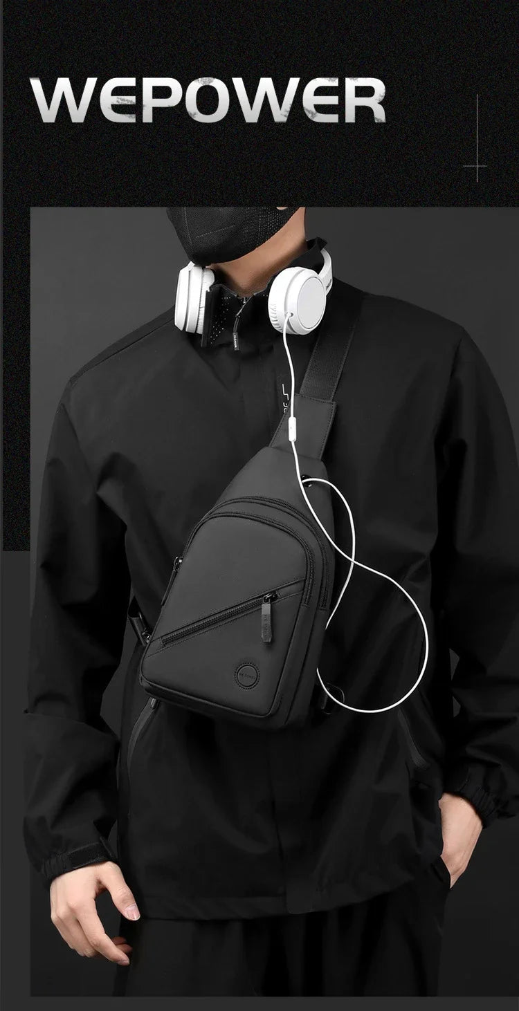 Lightweight Men's Nylon Chest Bag Crossbody Sling for Outdoor Sports & Daily Commute