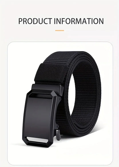 Men’s Tactical Canvas Belt – Automatic Buckle Adjustable Outdoor and Workwear Waist Strap