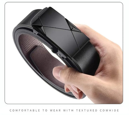 Men’s PU Leather Business Belt – Automatic Buckle Adjustable Waist Strap for Jeans and Formal Wear