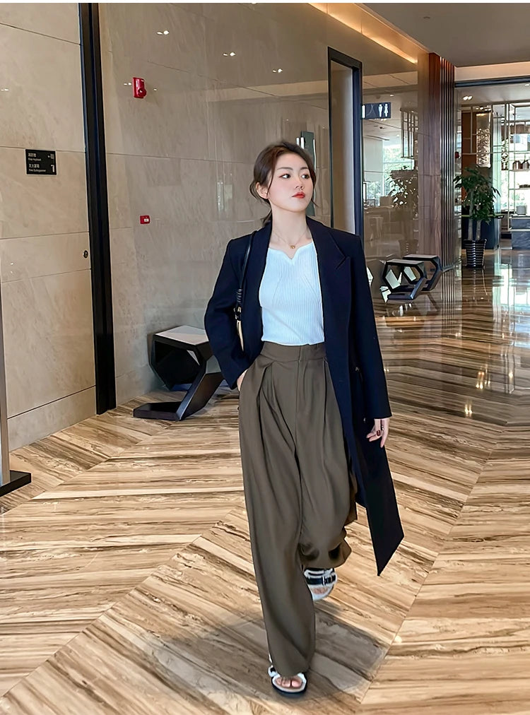 Slim V-Neck Ribbed Knit Sweater – Autumn/Winter