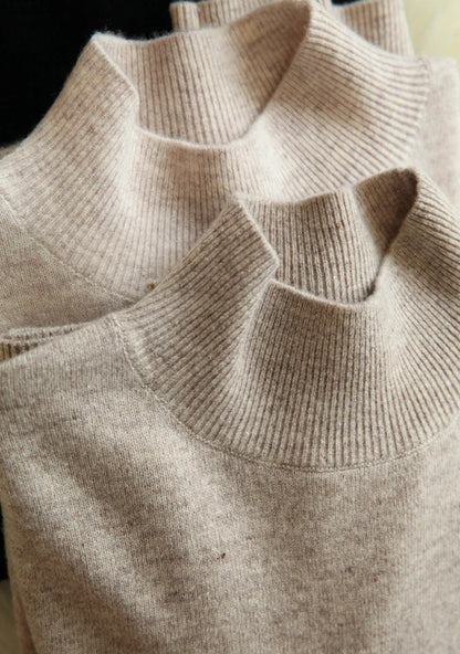 Autumn Winter Chic Turtleneck Knitted Sweater for Women