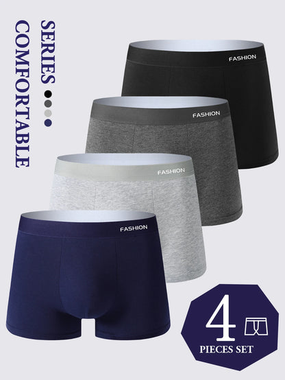 Men’s 4-Pack Soft Breathable Boxer Shorts – Comfortable, Trendy & High-Elastic Underwear