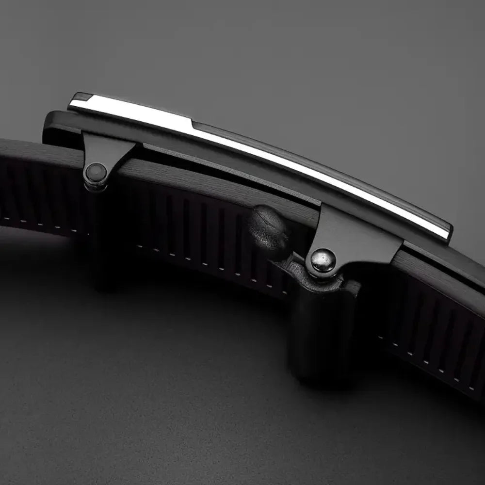 Men’s PU Leather Business Belt – Automatic Buckle Adjustable Waist Strap for Jeans and Formal Wear