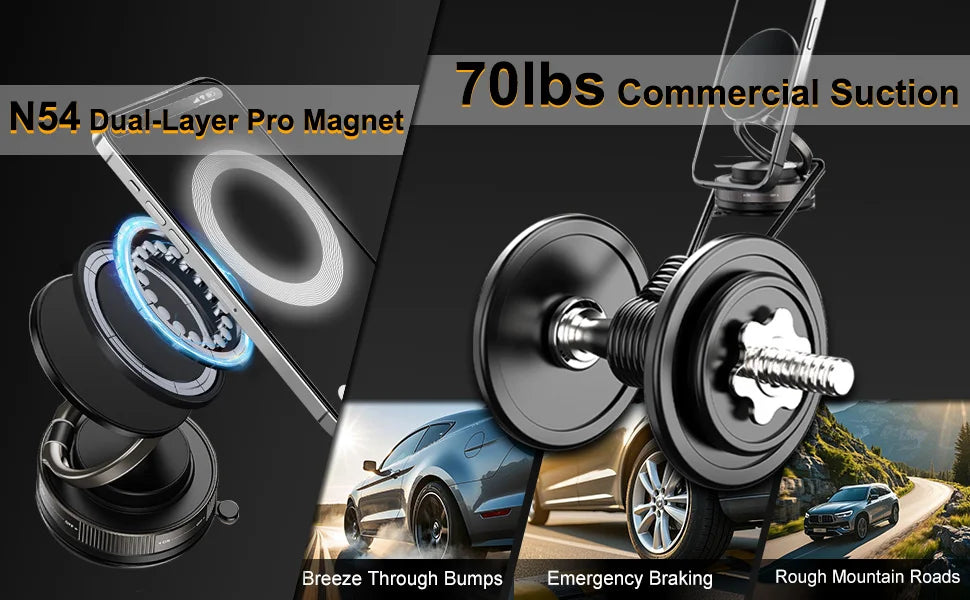 吸盤式マグネットスマホホルダー – 車用360°回転可能
