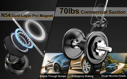 吸盤式マグネットスマホホルダー – 車用360°回転可能