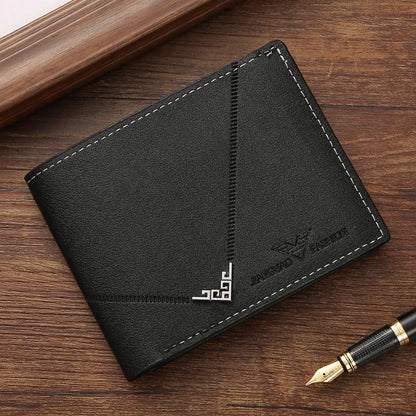 Men’s PU Leather Short Wallet – Money Clip with Multi-Card Litchi Pattern
