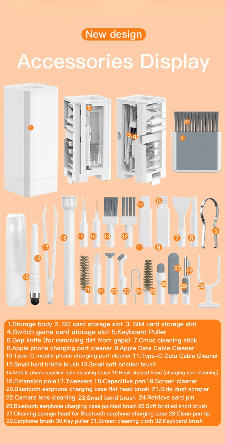 20/32-in-1 Precision Deep Cleaning Kit for Phone Ports, AirPods, Keyboard & Keycaps