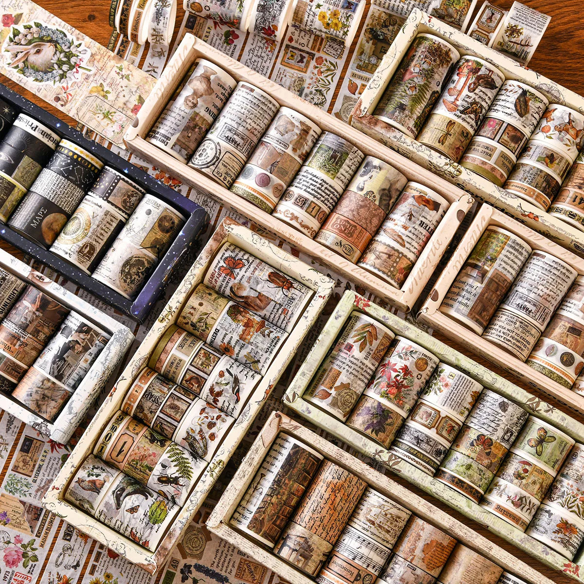 Retro Washi Tape Box Set (18–24 Rolls)