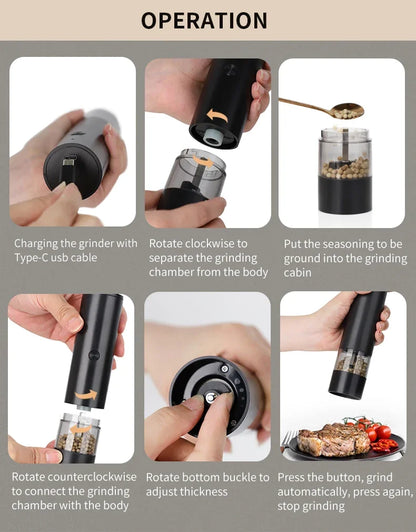 USB Rechargeable Electric Salt & Pepper Grinder USB充電式 電動ソルト＆ペッパーミル