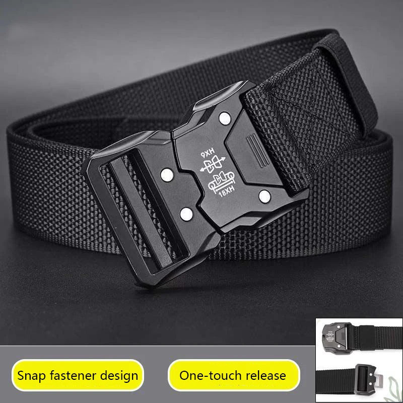 Men’s Tactical Belt – Quick Release Black Elastic Nylon Braided Outdoor Sport Belt