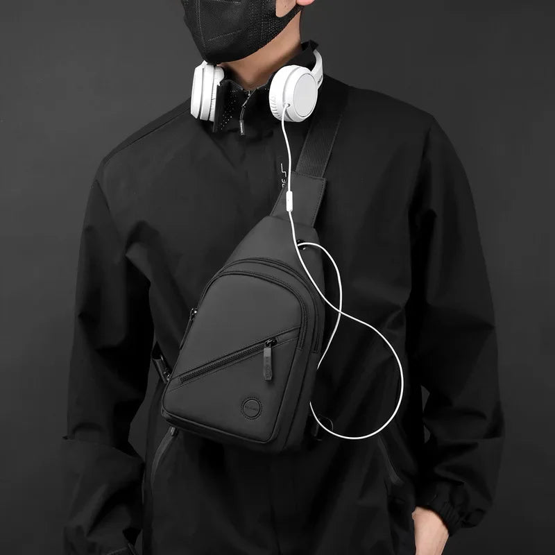 Lightweight Men's Nylon Chest Bag Crossbody Sling for Outdoor Sports & Daily Commute