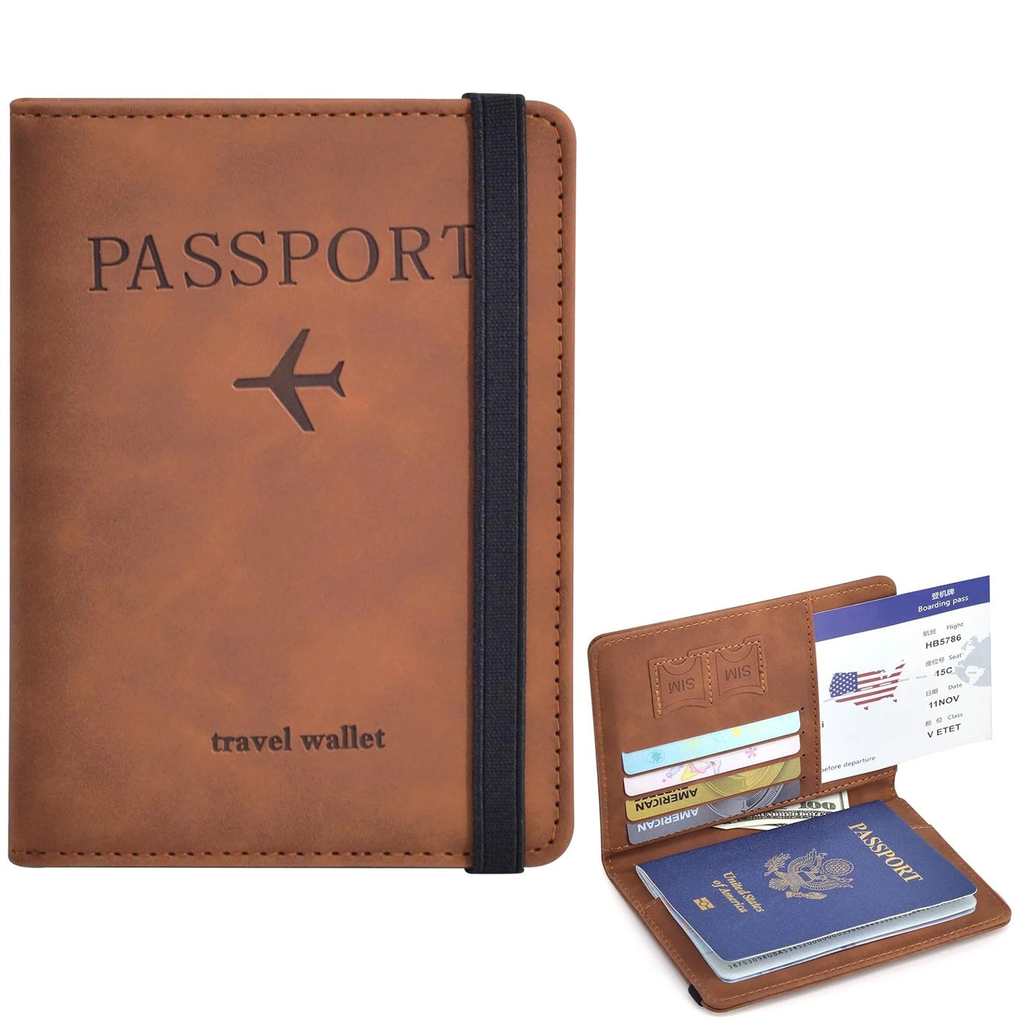 Passport Holder Travel Wallet – PU Leather Passport Cover with RFID Protection for Men and Women