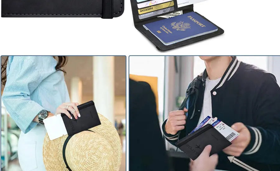 Passport Holder Travel Wallet – PU Leather Passport Cover with RFID Protection for Men and Women