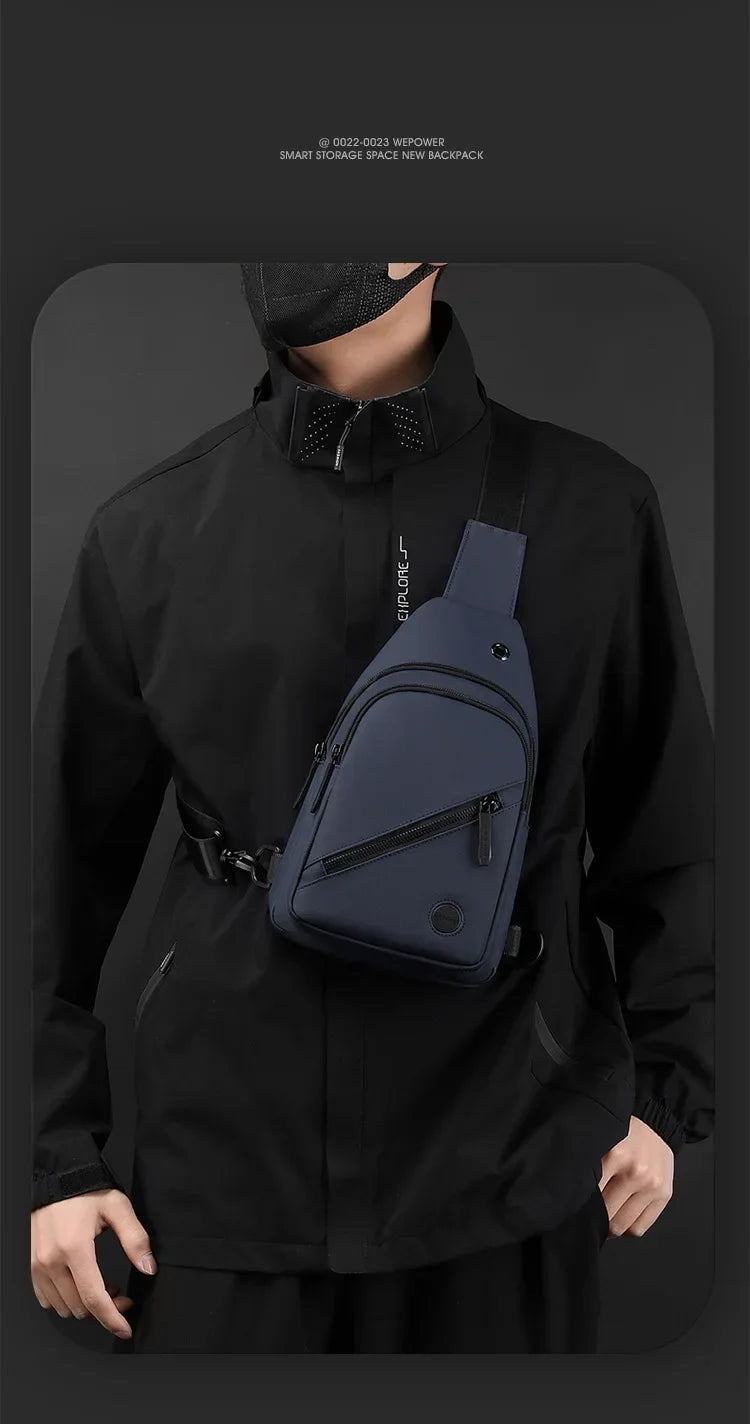 Lightweight Men's Nylon Chest Bag Crossbody Sling for Outdoor Sports & Daily Commute