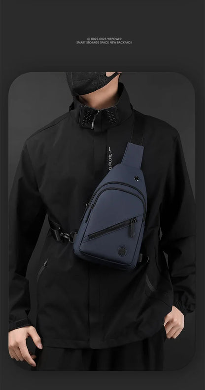 Lightweight Men's Nylon Chest Bag Crossbody Sling for Outdoor Sports & Daily Commute