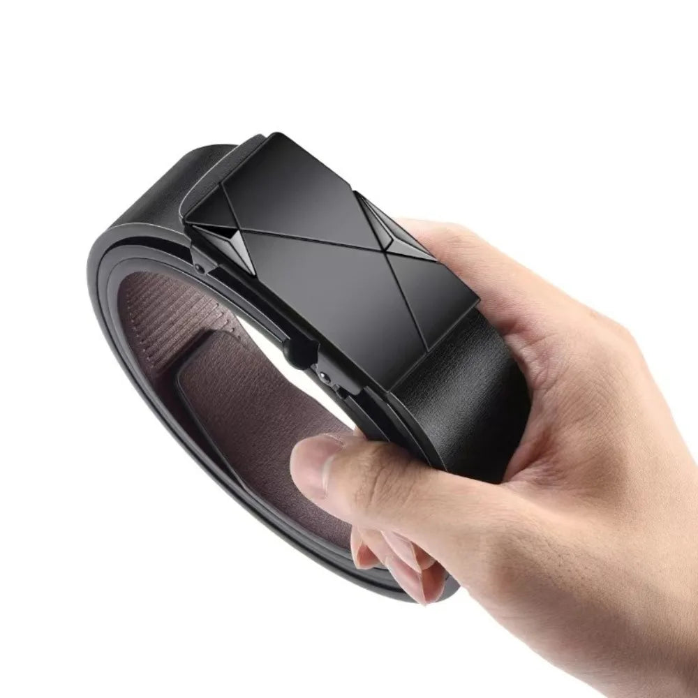 Men’s PU Leather Business Belt – Automatic Buckle Adjustable Waist Strap for Jeans and Formal Wear