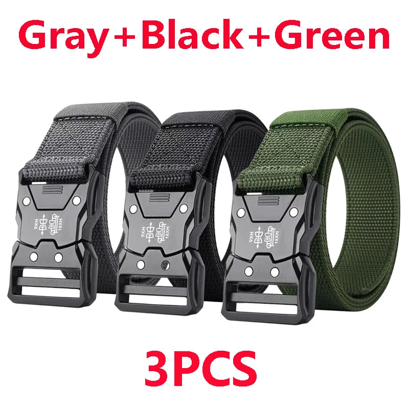 Men’s Tactical Belt – Quick Release Black Elastic Nylon Braided Outdoor Sport Belt