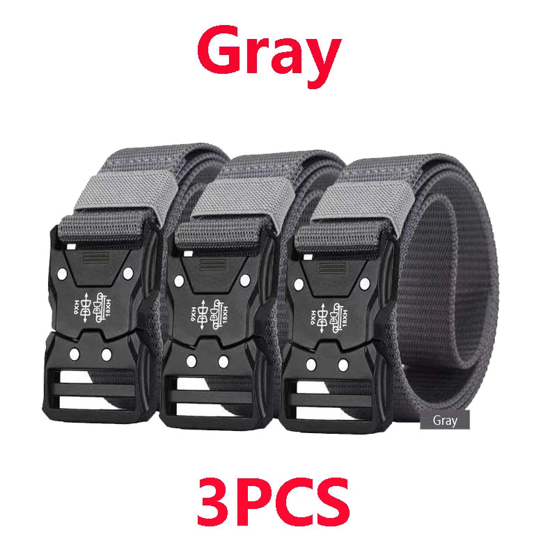 Men’s Tactical Belt – Quick Release Black Elastic Nylon Braided Outdoor Sport Belt