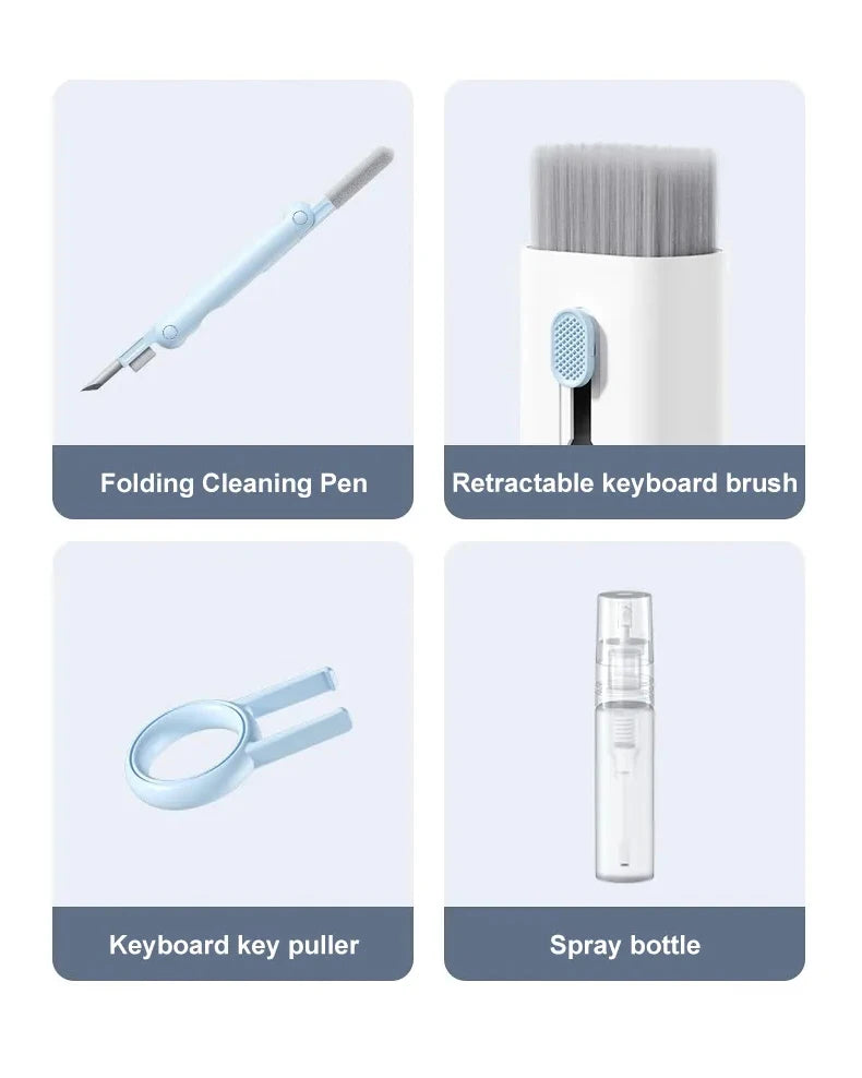 7 in 1 Computer Keyboard Cleaner Brush Kit Earphone Cleaning Pen For Headset Keyboard Cleaning Tools Cleaner Keycap Puller Kit