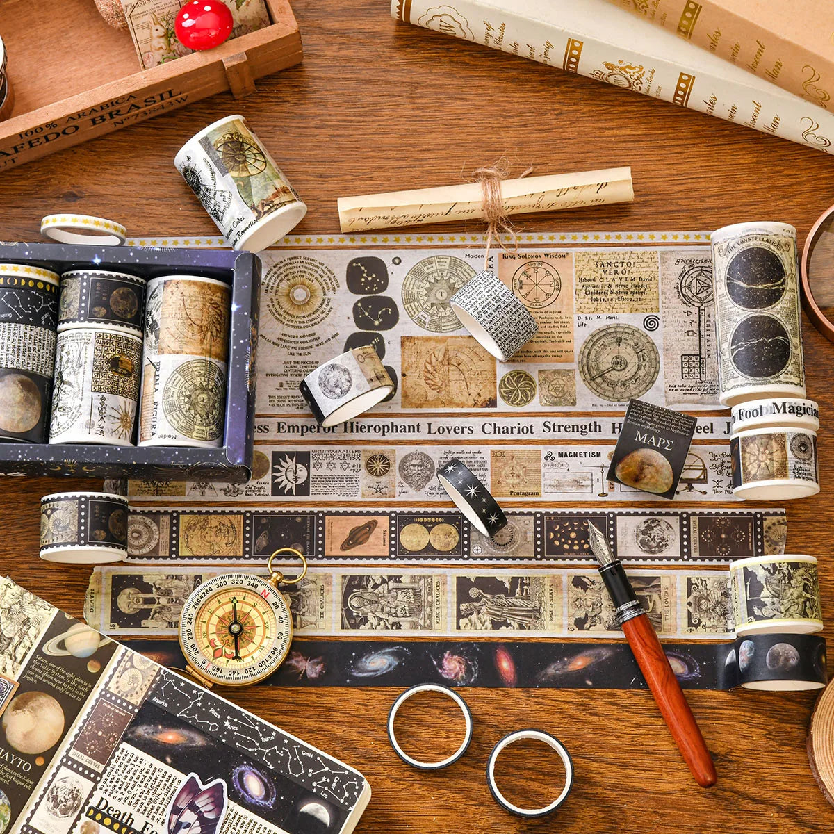 Retro Washi Tape Box Set (18–24 Rolls)