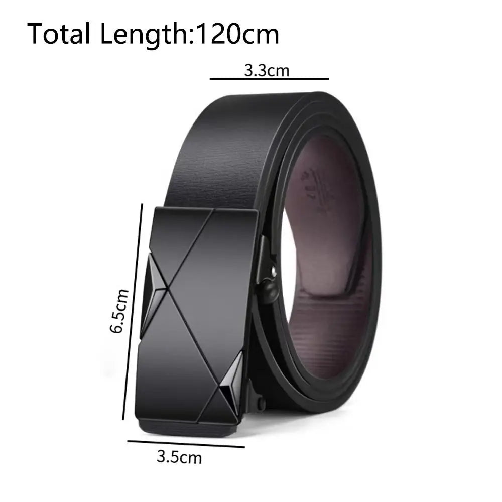 Men’s PU Leather Business Belt – Automatic Buckle Adjustable Waist Strap for Jeans and Formal Wear