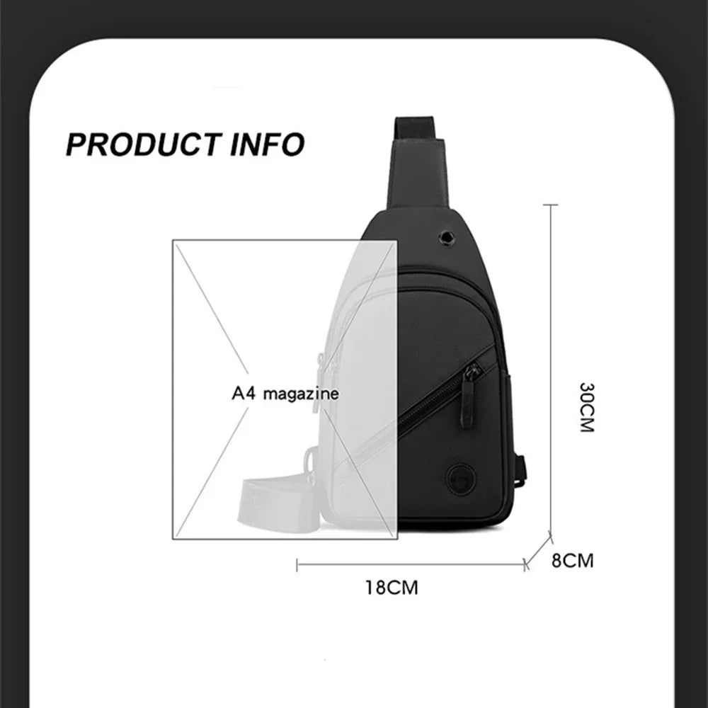 Lightweight Men's Nylon Chest Bag Crossbody Sling for Outdoor Sports & Daily Commute