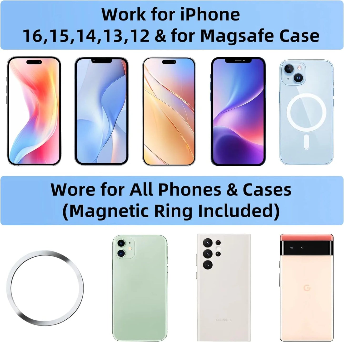 吸盤式マグネットスマホホルダー – 車用360°回転可能