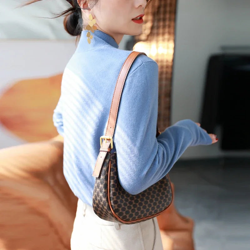 Autumn Winter Chic Turtleneck Knitted Sweater for Women