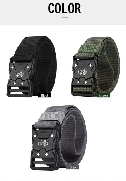 Men’s Tactical Belt – Quick Release Black Elastic Nylon Braided Outdoor Sport Belt