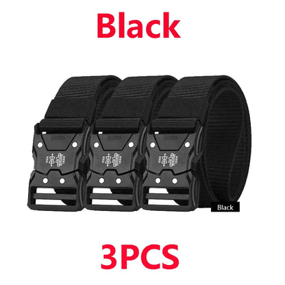 Men’s Tactical Belt – Quick Release Black Elastic Nylon Braided Outdoor Sport Belt