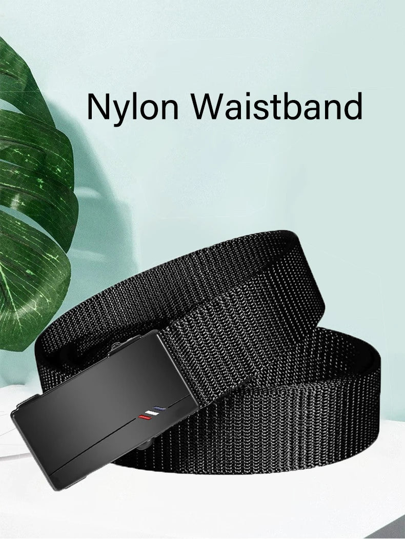 Men’s Nylon Canvas Belt – Breathable Automatic Buckle Outdoor Sports and Casual Jeans Belt
