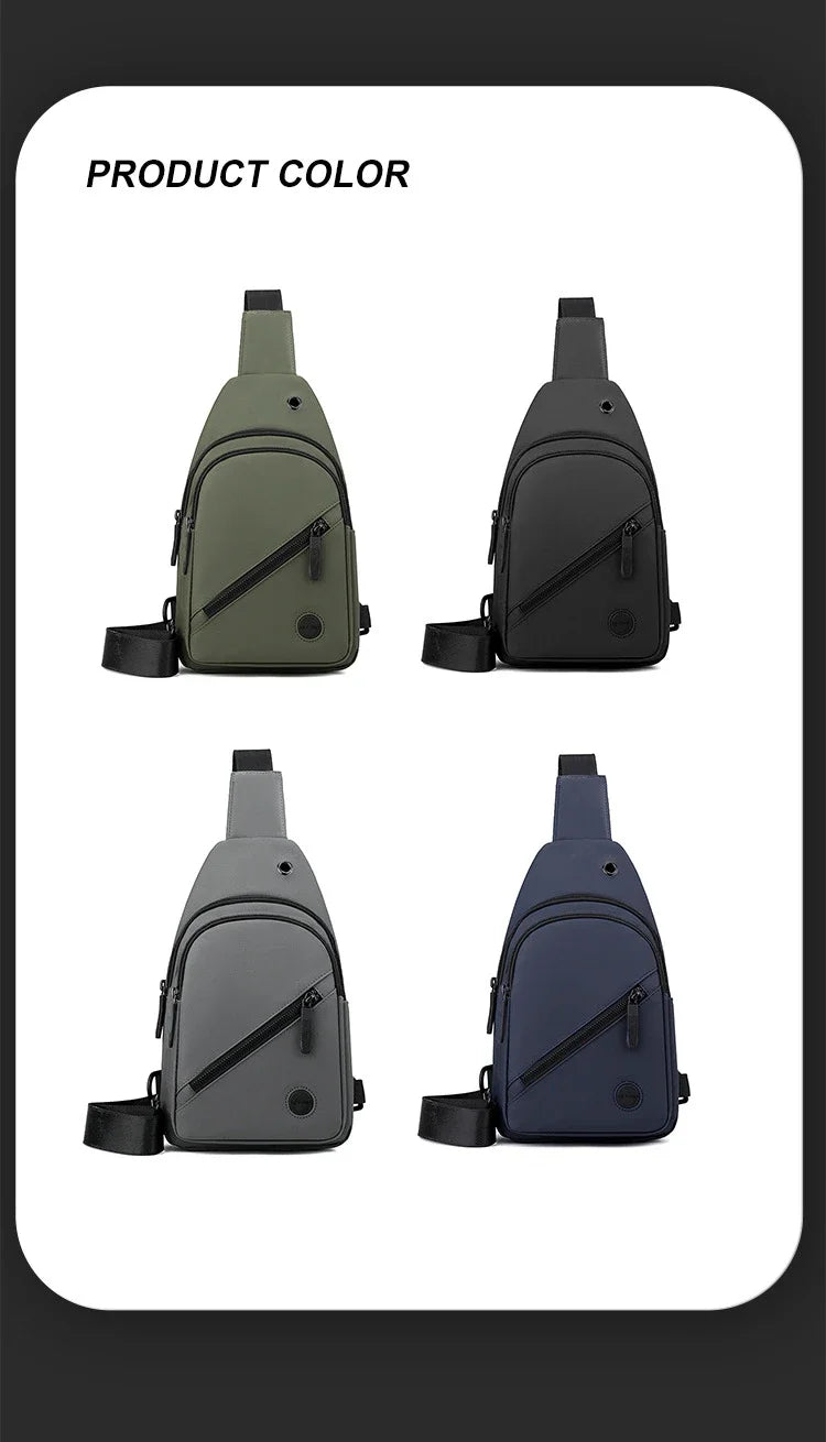 Lightweight Men's Nylon Chest Bag Crossbody Sling for Outdoor Sports & Daily Commute