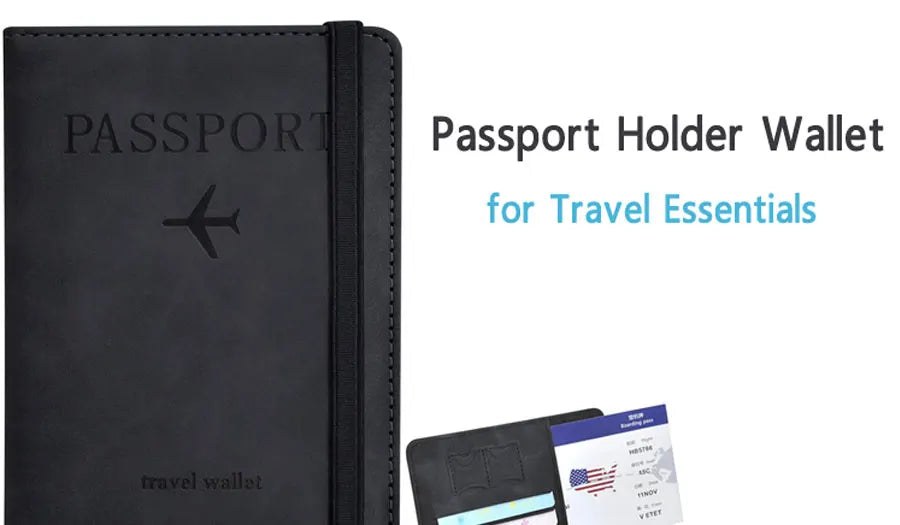 Passport Holder Travel Wallet – PU Leather Passport Cover with RFID Protection for Men and Women