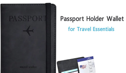 Passport Holder Travel Wallet – PU Leather Passport Cover with RFID Protection for Men and Women
